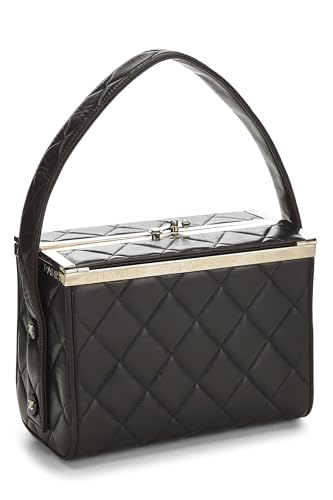 Chanel, Pre-Loved Black Quilted Lambskin Box Vanity Small, Brown