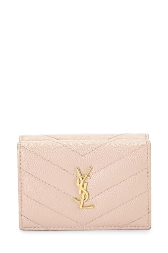 Yves Saint Laurent, Pre-Loved Pink Grainy Leather Origami Tiny Wallet, Pink