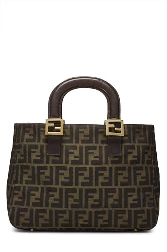 Fendi, sac à main en toile marron Zucca, petit modèle, d'occasion, marron