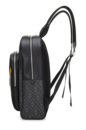 Fendi, Mochila de lona revestida Zucca negra Pre-Loved, Negro