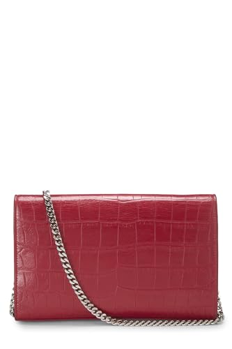 Yves Saint Laurent, Pre-Loved Red Embossed Kate Wallet On Chain (WOC), Red