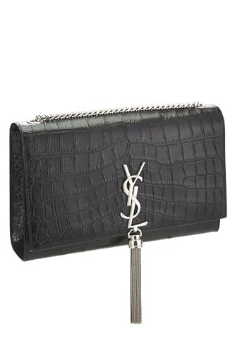 Yves Saint Laurent, Pre-Loved Black Embossed Kate Tassel Medium, Black