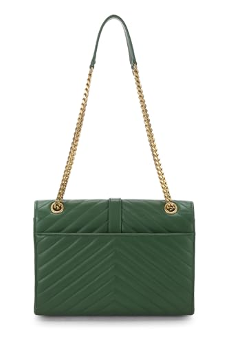 Yves Saint Laurent, Pre-Loved Green Calfskin Envelope Shoulder Bag Small, Green