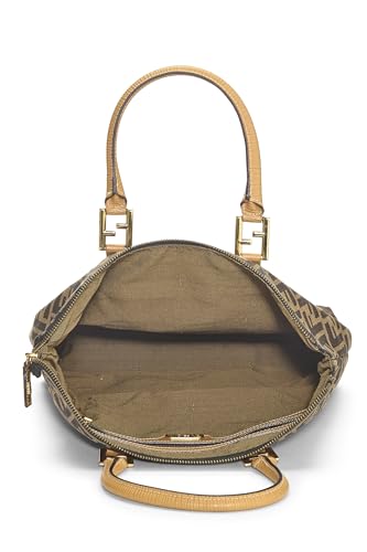 Fendi, Bolso tote vertical de lona Zucca marrón Pre-Loved, Marrón