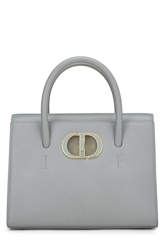 Dior, Tote mediano St Honoré de piel de becerro granulada gris Pre-Loved, Azul