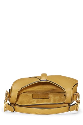 Dior, Pre-Loved Yellow Leather Saddle Bag Mini, Yellow