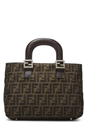 Fendi, sac à main en toile marron Zucca, petit modèle, d'occasion, marron