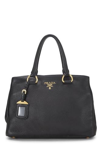 Prada, sac cabas convertible Vitello Daino noir d'occasion, noir