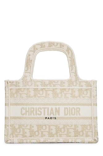 Dior, Pre-Loved Gold Embroidered Canvas Book Tote Mini, Gold