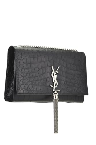 Yves Saint Laurent, Pre-Loved Black Embossed Kate Tassel Medium, Black