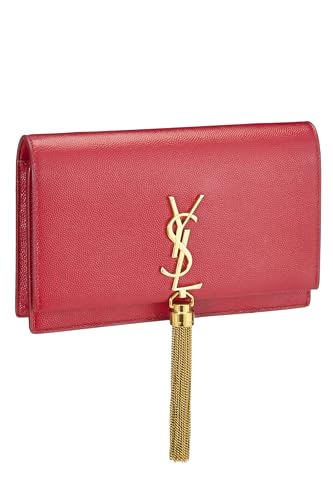 Yves Saint Laurent, Pre-Loved Red Grainy Kate Tassel Wallet On Chain (WOC), Red