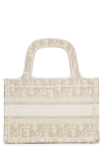 Dior, Pre-Loved Gold Embroidered Canvas Book Tote Mini, Gold