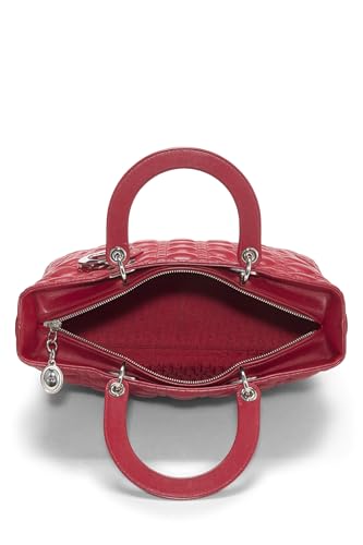 Dior, Pre-Loved Red Cannage Quilted Lambskin Lady Dior Large, Red