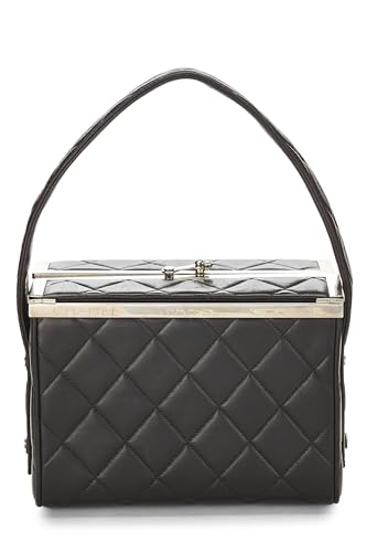 Chanel, Pre-Loved Black Quilted Lambskin Box Vanity Small, Brown