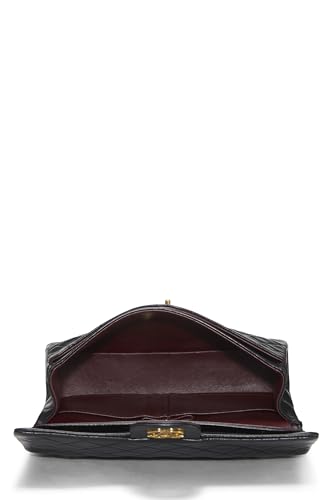 Chanel, sac à main classique à double rabat en cuir d'agneau matelassé noir de taille moyenne, noir