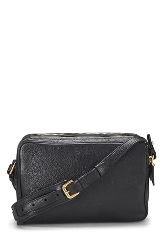 Prada, Pre-Loved Black Vitello Daino Double Zip Camera Bag, Black