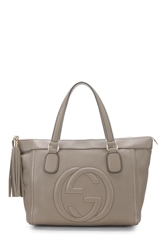 Gucci, Bolso tote Soho de cuero gris con cremallera Pre-Loved, Gris