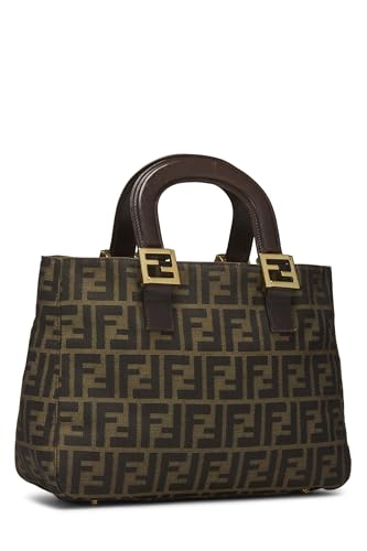 Fendi, sac à main en toile marron Zucca, petit modèle, d'occasion, marron