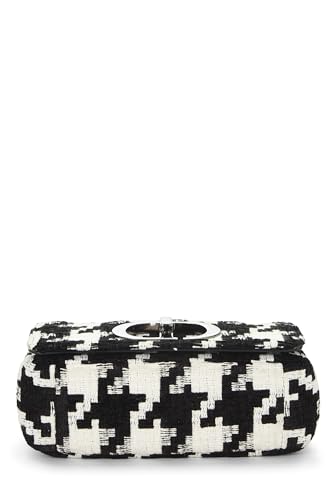 Dior, sac Caro en toile pied-de-poule multicolore d'occasion, petit, noir