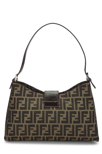 Fendi, sac à bandoulière en toile marron Zucca d'occasion, marron