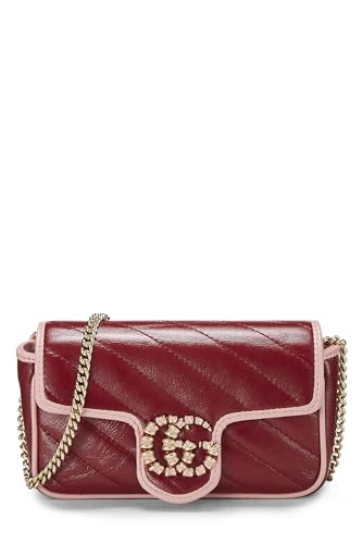 Gucci, sac à bandoulière GG Marmont en cuir rouge Torchon d'occasion, mini, multicolore