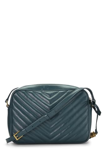 Yves Saint Laurent, Bolso cámara Lou de piel de becerro acolchada verde Pre-Loved, Verde