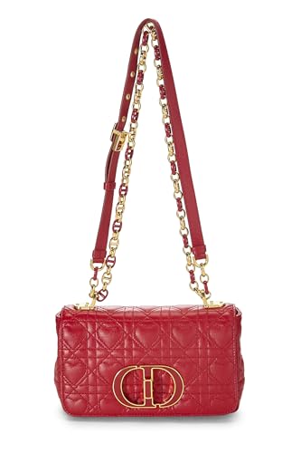 Dior, sac Caro Dioramour en cuir de veau rouge Cannage, petit modèle, d'occasion