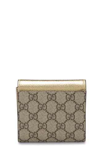 Gucci, Pre-Loved Gold GG Supreme Canvas Compact Wallet, Gold