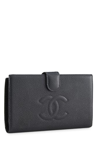 Chanel, portefeuille long Timeless 'CC' Black Caviar d'occasion, noir