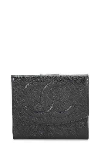 Chanel, Pre-Loved Black Caviar Timeless 'CC' Compact Wallet, Black