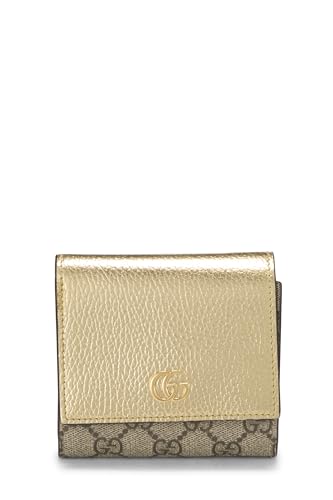 Gucci, portefeuille compact en toile suprême GG doré d'occasion, doré