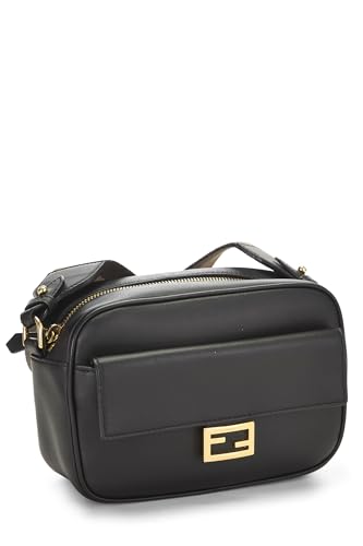 Fendi, Pre-Loved Black Leather Baguette Camera Bag Mini, Black