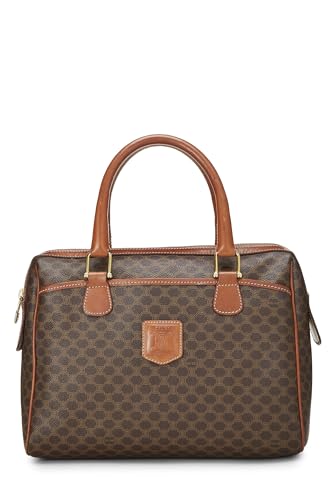 Céline, Pre-Loved Brown Coated Canvas Macadam Handbag, Brown