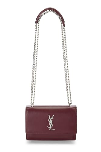 Yves Saint Laurent, Pre-Loved Burgundy Calfskin Sunset Wallet on Chain, Burgundy