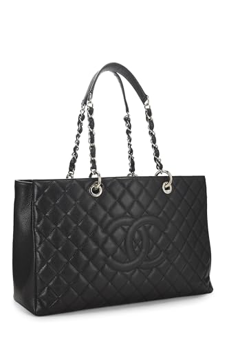 Chanel, Pre-Loved Black Quilted Caviar Grand Shopping Tote (GST) XL, Black