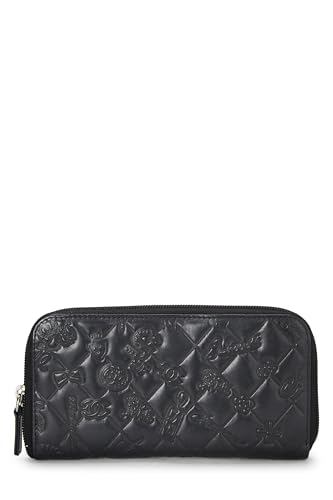 Chanel, portefeuille Icon Charm en cuir d'agneau noir d'occasion, noir