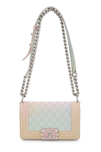 Chanel, Pre-Loved Rainbow Quilted Caviar Boy Bag Small, Pink