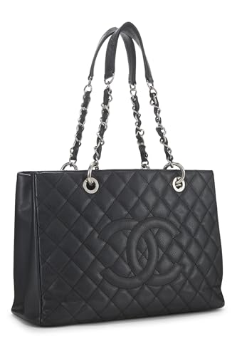 Chanel, Pre-Loved Black Quilted Caviar Grand Shopping Tote (GST), Black