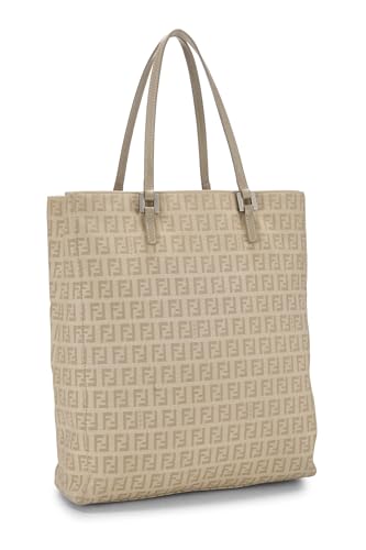 Fendi, Pre-Loved Beige Zucchino Canvas Vertical Tote Small, Beige