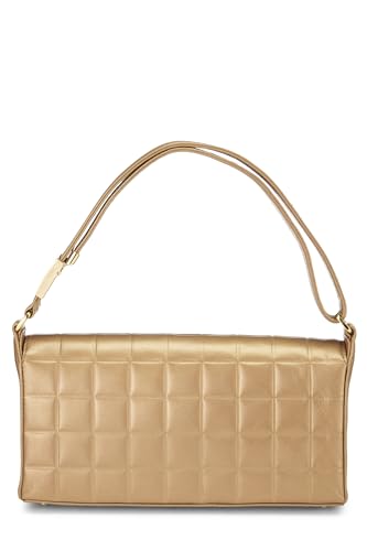 Chanel, Pre-Loved Gold Leather Chocolate Bar Shoulder Bag Medium, Gold