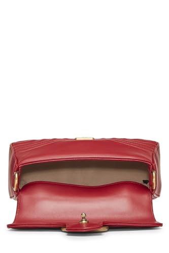 Gucci, Pre-Loved Red Leather GG Marmont Top Handle Bag Mini, Red