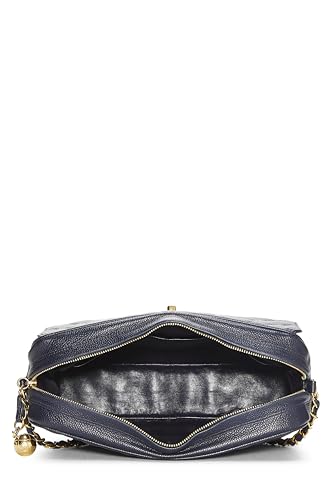 Chanel, Pre-Loved Navy Quilted Caviar Pocket Camera Bag Large, Navy