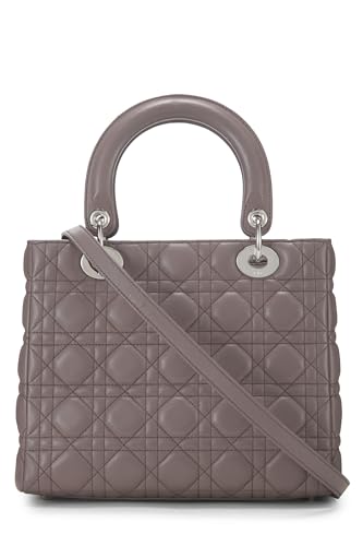 Dior, Pre-Loved Purple Cannage Quilted Lambskin Lady Dior Medium, Purple