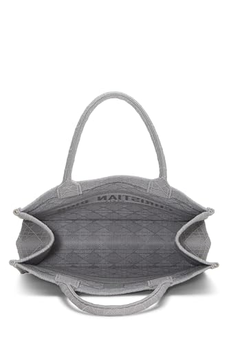 Dior, Bolso tipo libro mediano de lona gris Pre-Loved, Gris