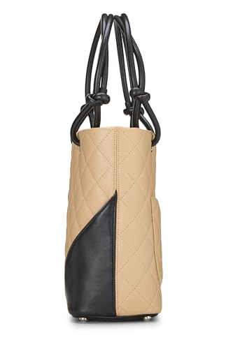 Chanel, Mini sac cabas Cambon Ligne en cuir de veau matelassé beige d'occasion, beige