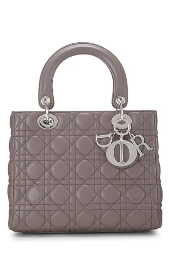 Dior, Pre-Loved Purple Cannage Quilted Lambskin Lady Dior Medium, Purple