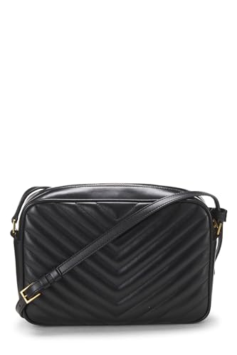 Yves Saint Laurent, Bolso para cámara Lou de piel de becerro acolchado negro Pre-Loved, Negro