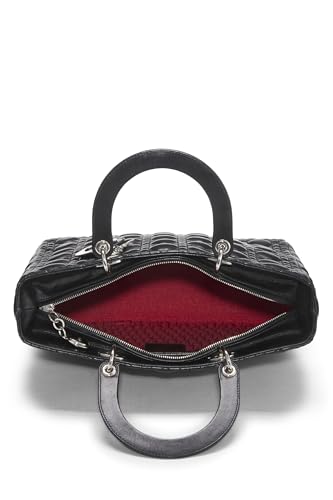 Dior, Lady Dior Pre-Loved Cannage negro de piel de cordero acolchada, grande, negro