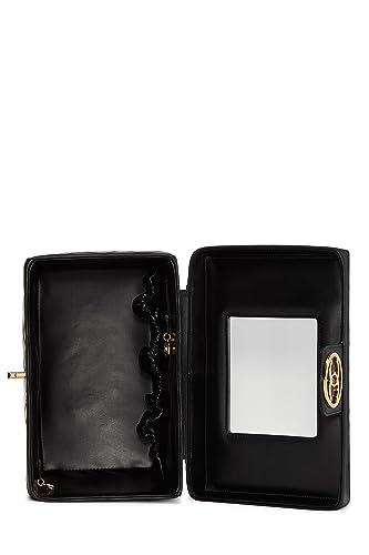 Chanel, trousse de toilette ronde « CC » en cuir d'agneau noir d'occasion, grande taille, noir