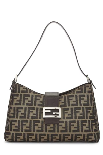 Fendi, sac à bandoulière en toile marron Zucca d'occasion, marron